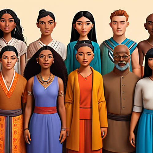 Home 24 **
A diverse group of stylized characters in modern clothing, representing different ethnicities and body types. Each character has a unique expression reflecting kindness, strength, or wisdom. The background features subtle cultural symbols from around the world, blending together in a harmonious way. The color palette is vibrant and inclusive, avoiding stereotypical associations.
**