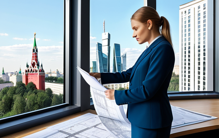 캐릭터 디자인 프로젝트 관리 및 실행 사례 - **
A professional female architect, fully clothed in a stylish, modest business suit, reviewing blu...