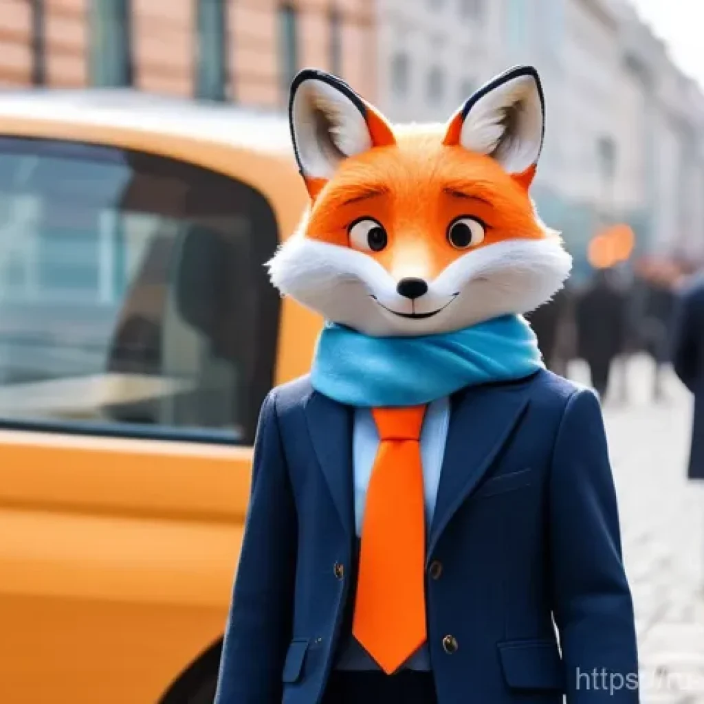 캐릭터 디자인의 산업적 가치 - **Prompt:** A charismatic and unique brand mascot, depicted as a whimsical, anthropomorphic fox with...