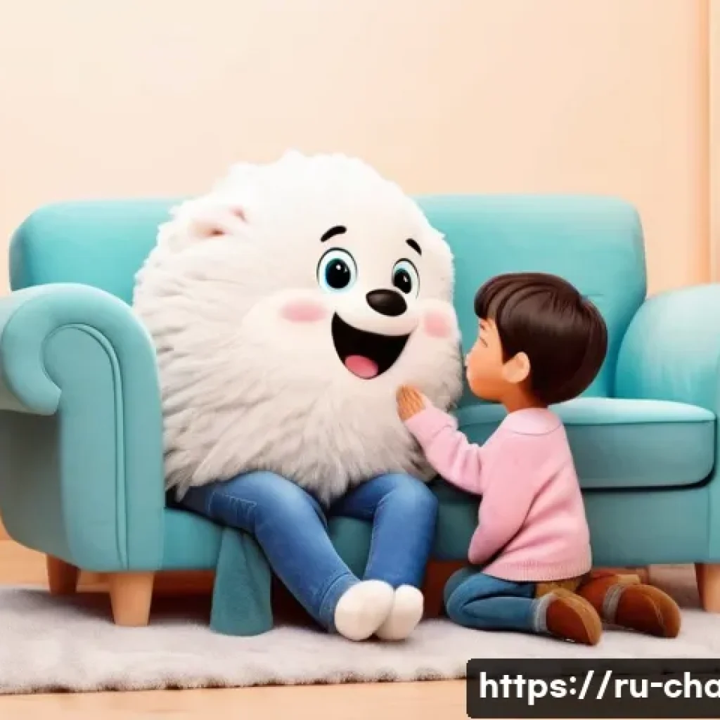 캐릭터 디자인의 성공적 마케팅 사례 - **Prompt:** A heartwarming scene featuring a friendly, round, and cuddly brand mascot with large, ex...