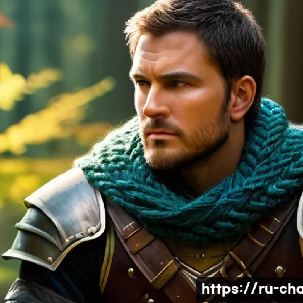 캐릭터 디자인의 윤리적 고려사항 - **Prompt:** A rugged, muscular male warrior, adorned in practical, well-worn leather armor over a tu...