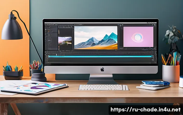 캐릭터 디자인의 예산 절감 사례 - A professional digital artist workspace featuring a modern computer with multiple monitors displayin...