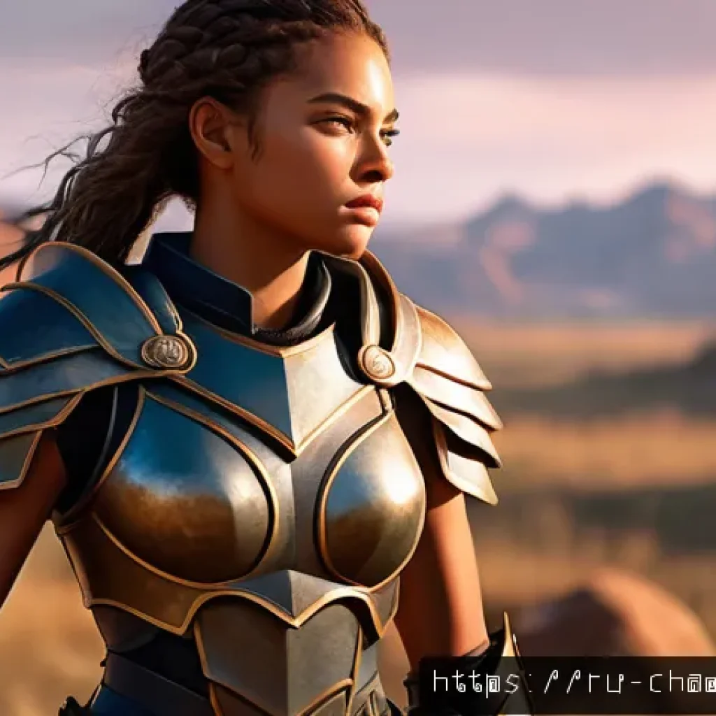 캐릭터 디자인 전문가로 성장하는 커리어 패스 - A dynamic character design of a young female warrior wearing detailed, stylized armor and fitted und...