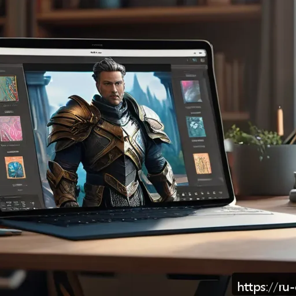 캐릭터 디자인 이직 준비 체크리스트 - A professional character designer workspace scene featuring a modern iPad with Procreate open displa...