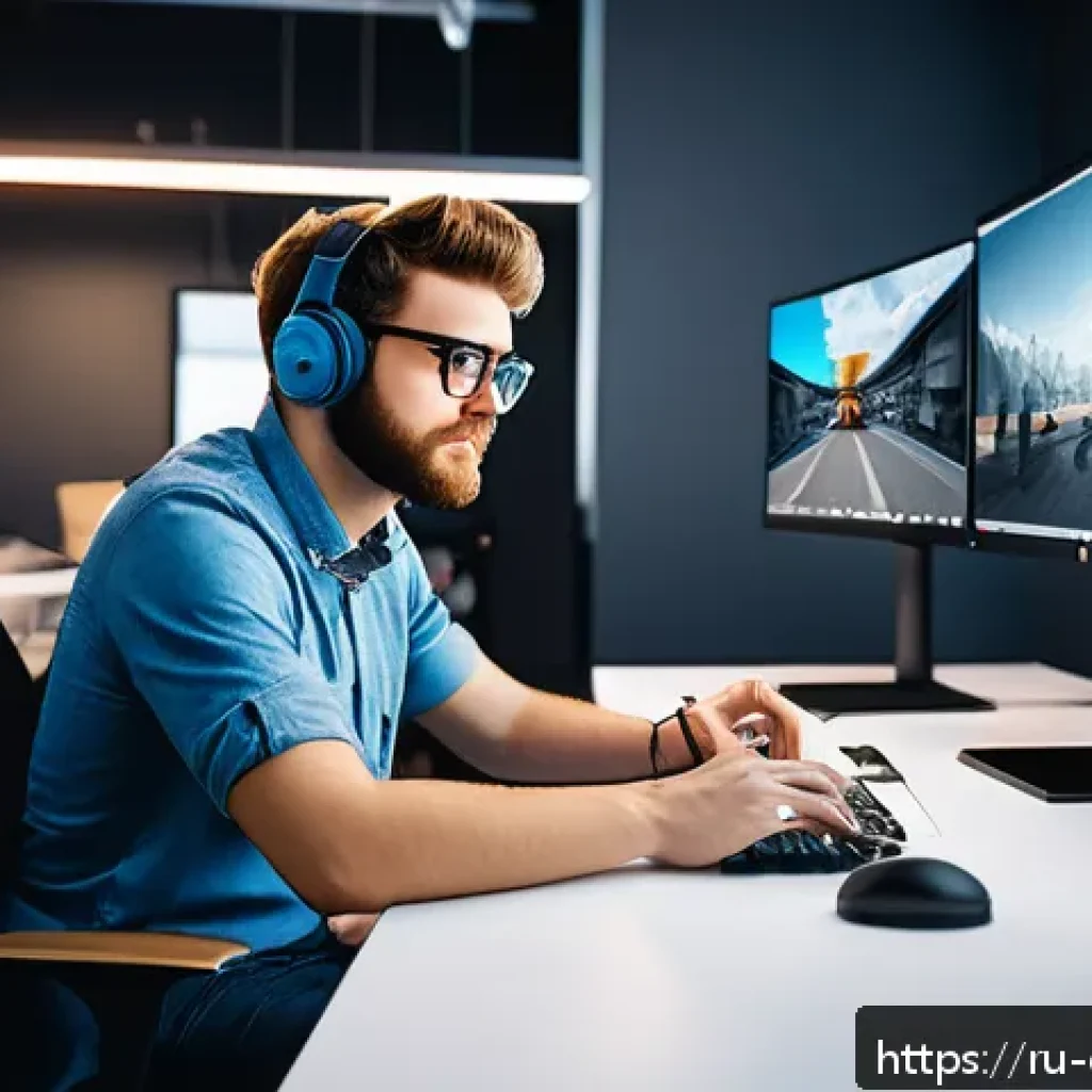 캐릭터 디자인 전공생의 취업 현황 - A young character designer working in a modern game development studio, surrounded by dual monitors ...