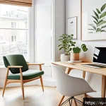 Home 19 캐릭터 디자인 프리랜서의 하루 - A modern, minimalist home office workspace designed for maximum productivity: bright natural lightin...
