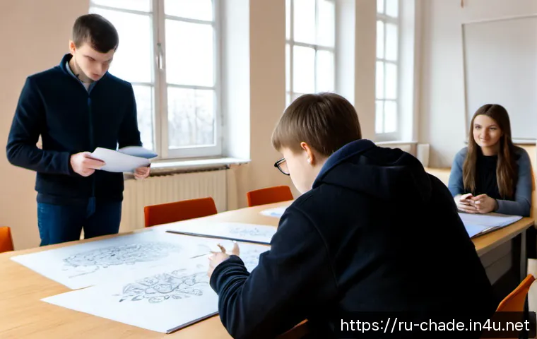 Home 17 캐릭터 디자인 관련 학문적 연구 사례와 관련된 동향 - Photorealistic university research studio in Moscow, diverse Russian design students and a professor...