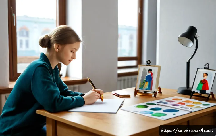 Home 17 캐릭터 디자인 포트폴리오 촬영법 - Photorealistic editorial portfolio shoot of a young character designer in a bright Moscow creative s...